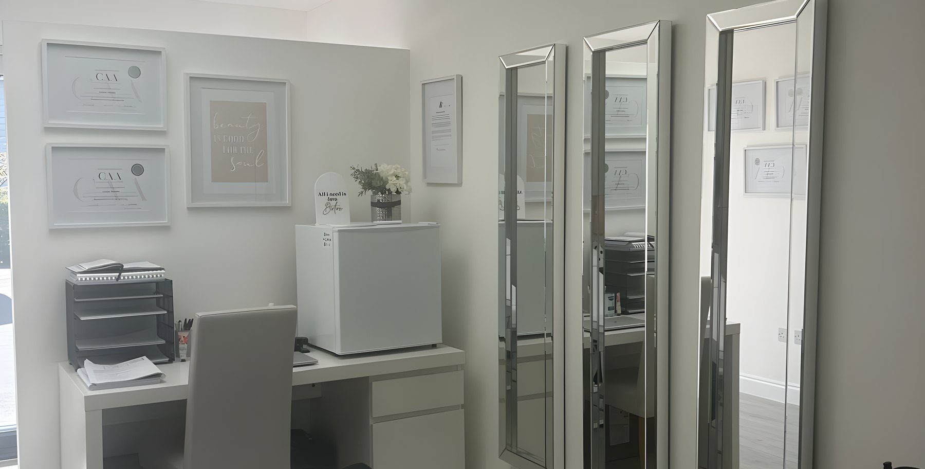 The treatment room at the clinic, prepared and ready