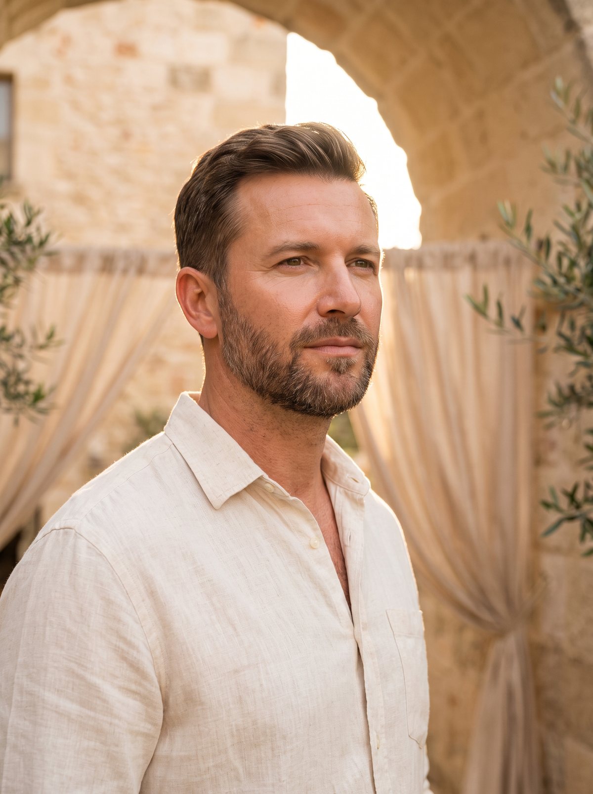 A composed portrait of a man in soft daylight