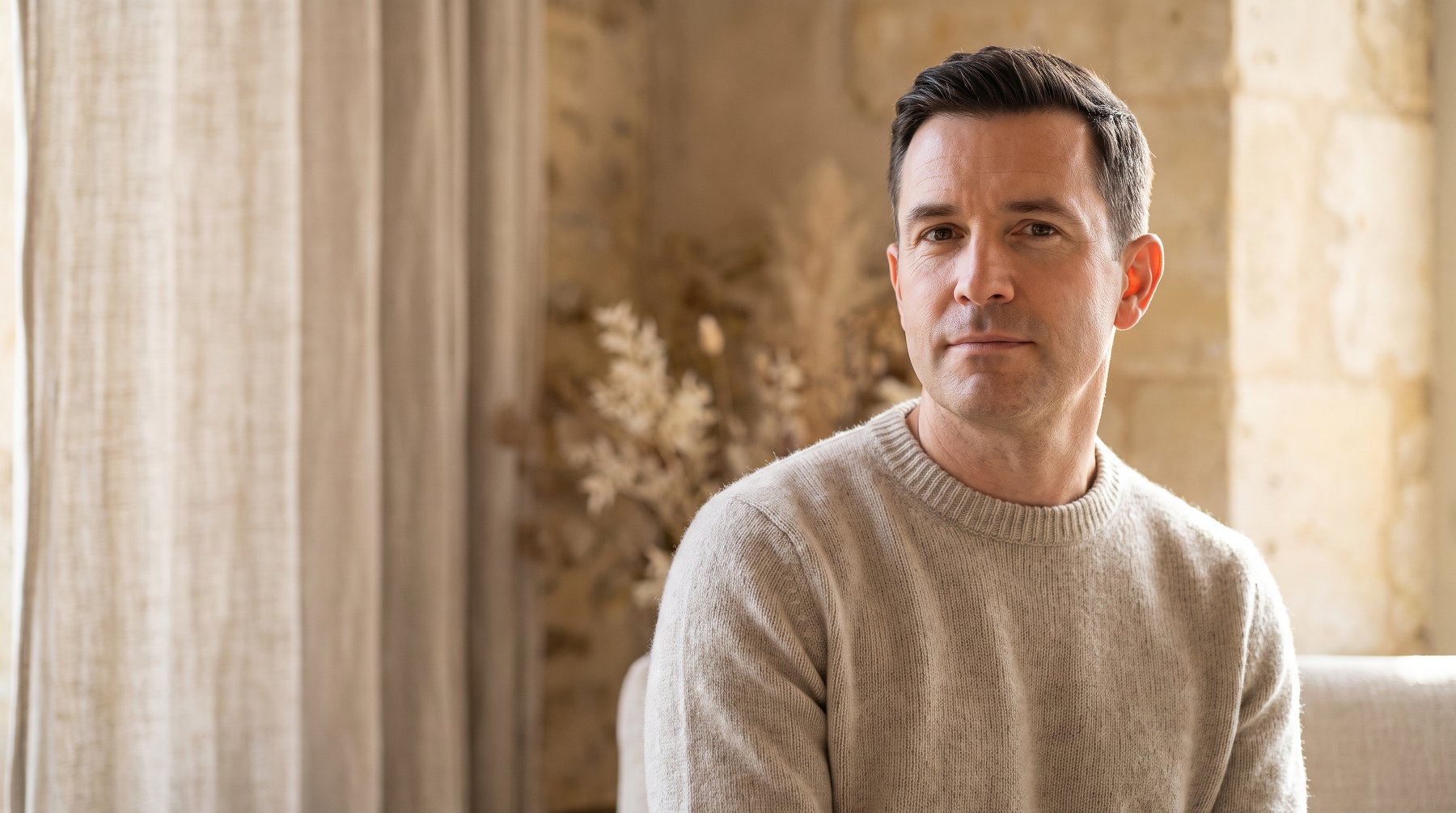A man in his forties in warm daylight